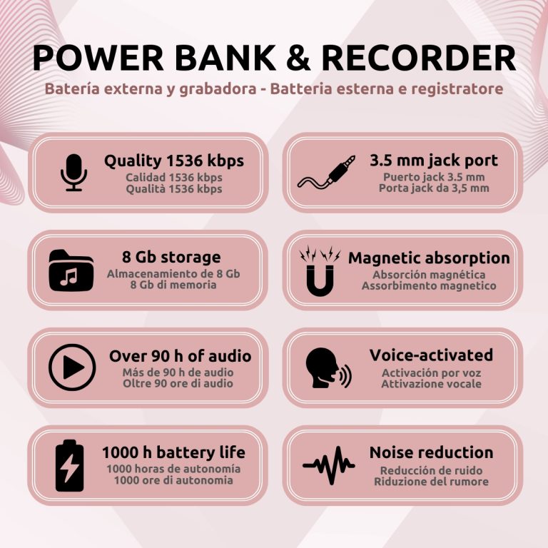 Grabadora Espía Power Bank Características