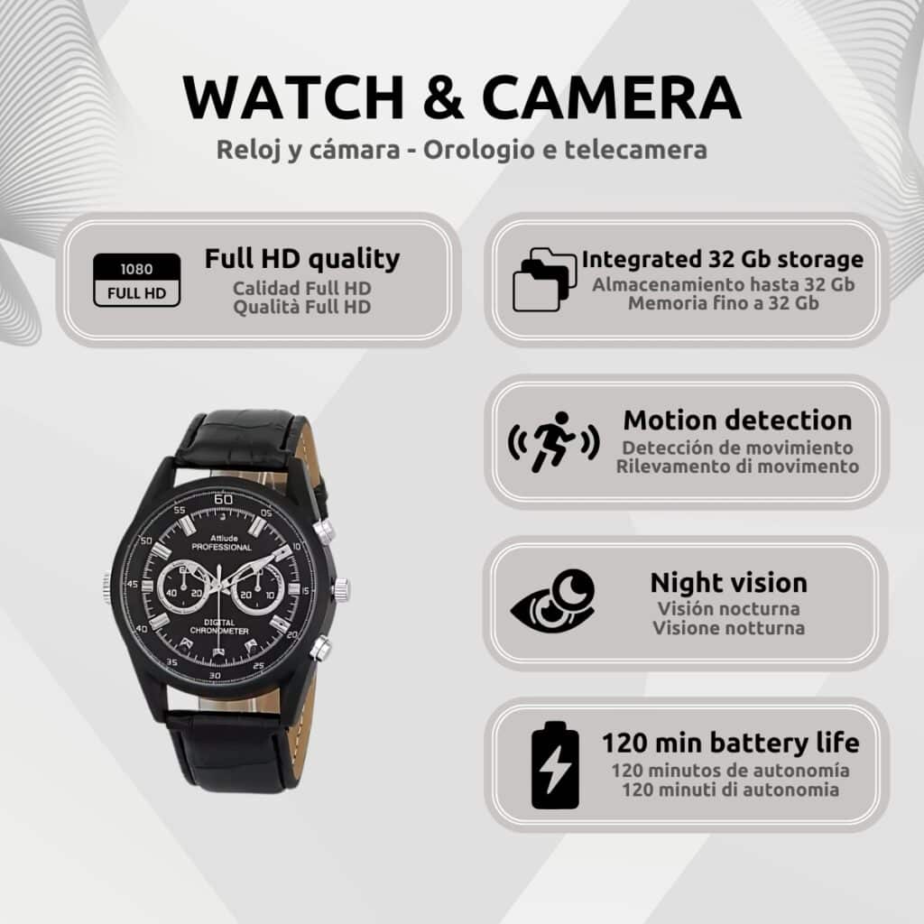 Reloj Cámara Espía Cuero Características