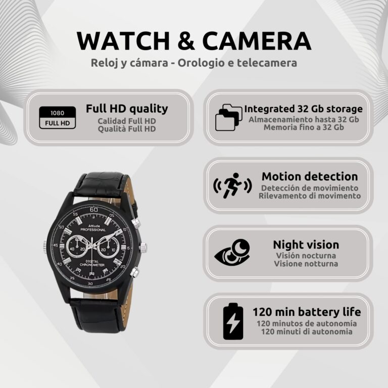 Reloj Cámara Espía Cuero Características