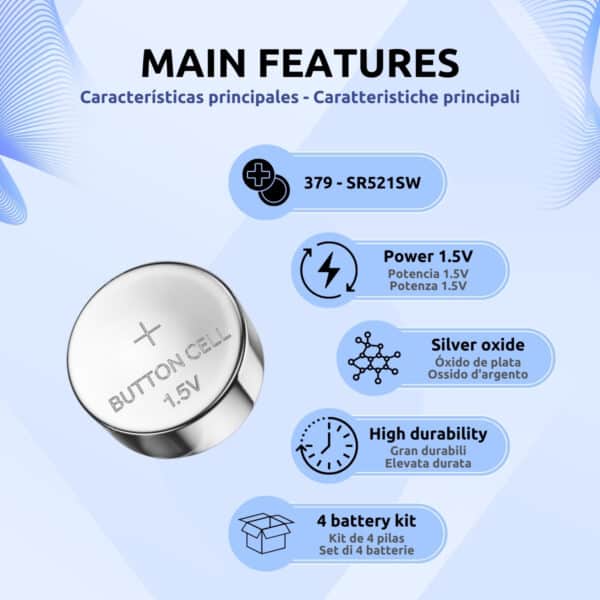 Pilas 379 SR521SW Pinganillo Vip Pro UltraMini Antiguo 4 Pilas Características