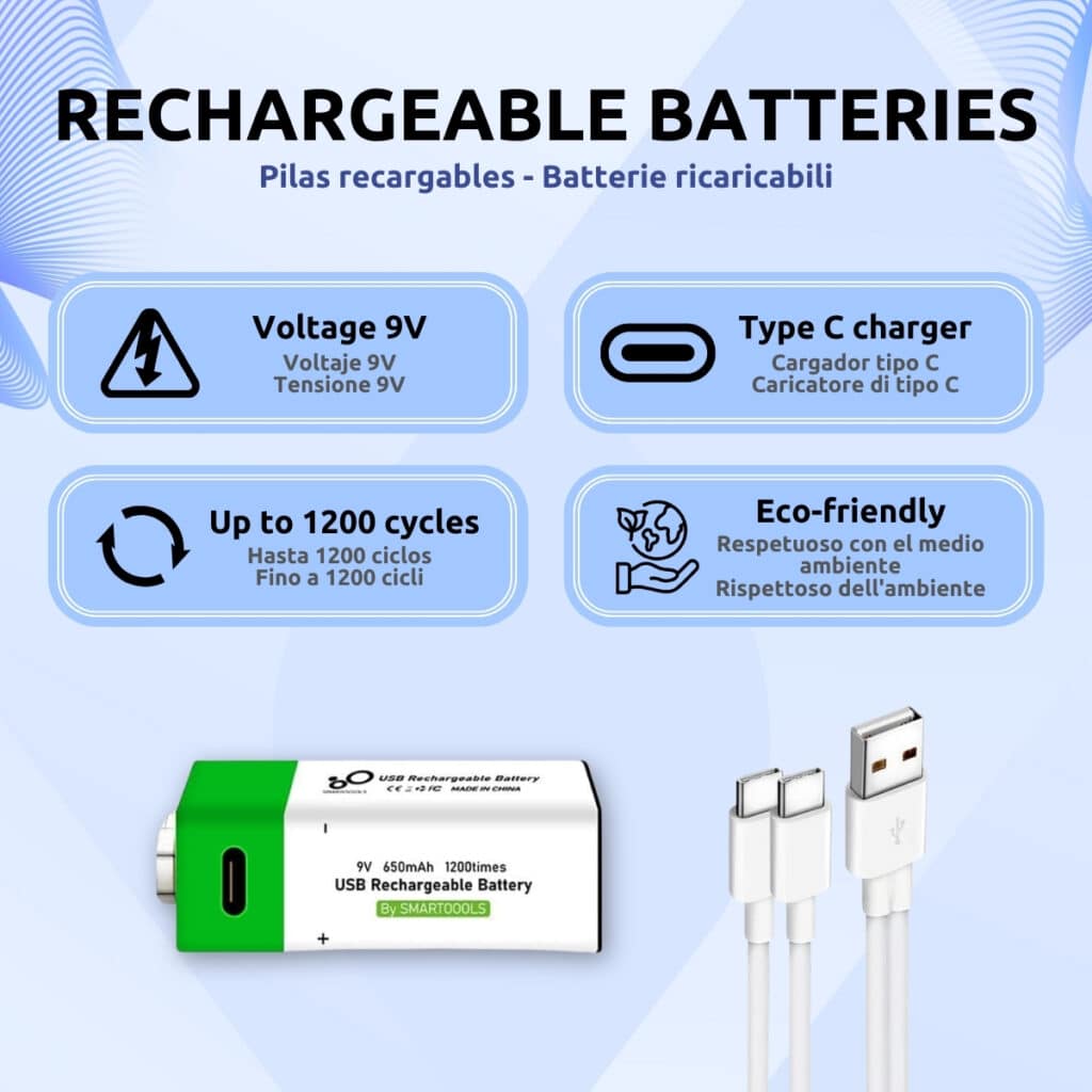 Pilas 9V Recargables 650mAh Litio para Pinganillo Nano Características