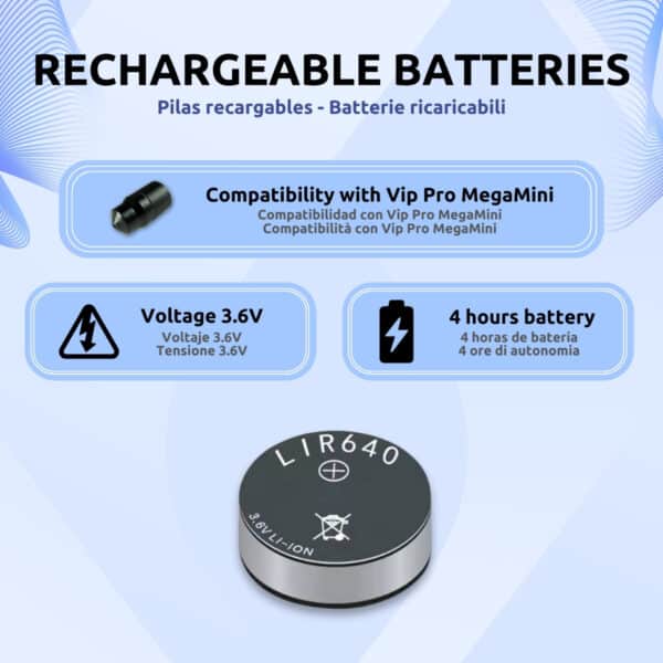 Pilas LIR640 Pinganillo Vip Pro MegaMini Bluetooth Características