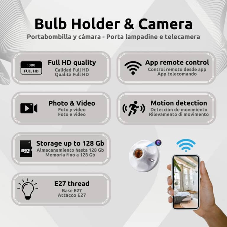 Bombilla Cámara Espía Full HD Wifi Características