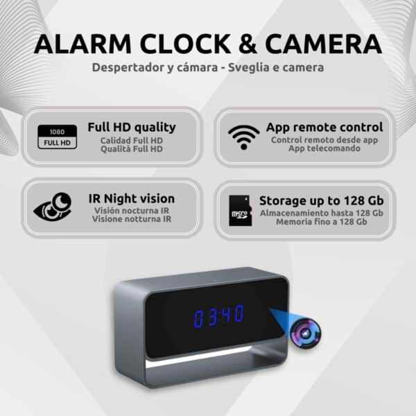 Despertador Cámara Espía Wifi Full HD K88 Características