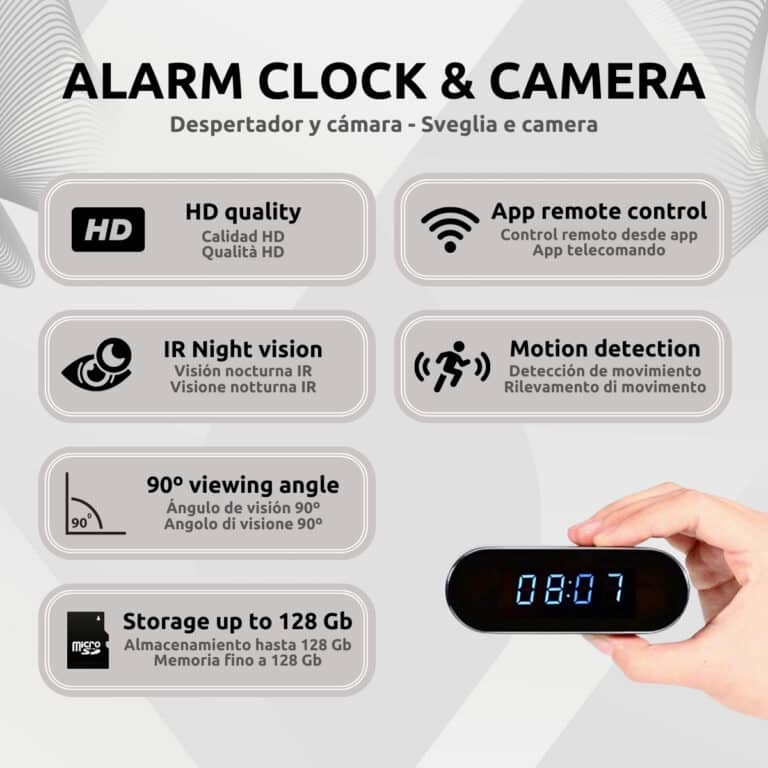 Despertador Cámara Espía Wifi HD Características