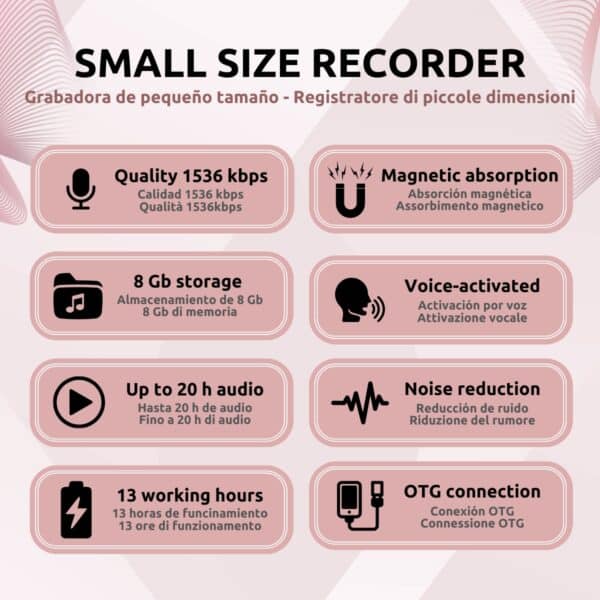 Mini Grabadora Voz Espía Características