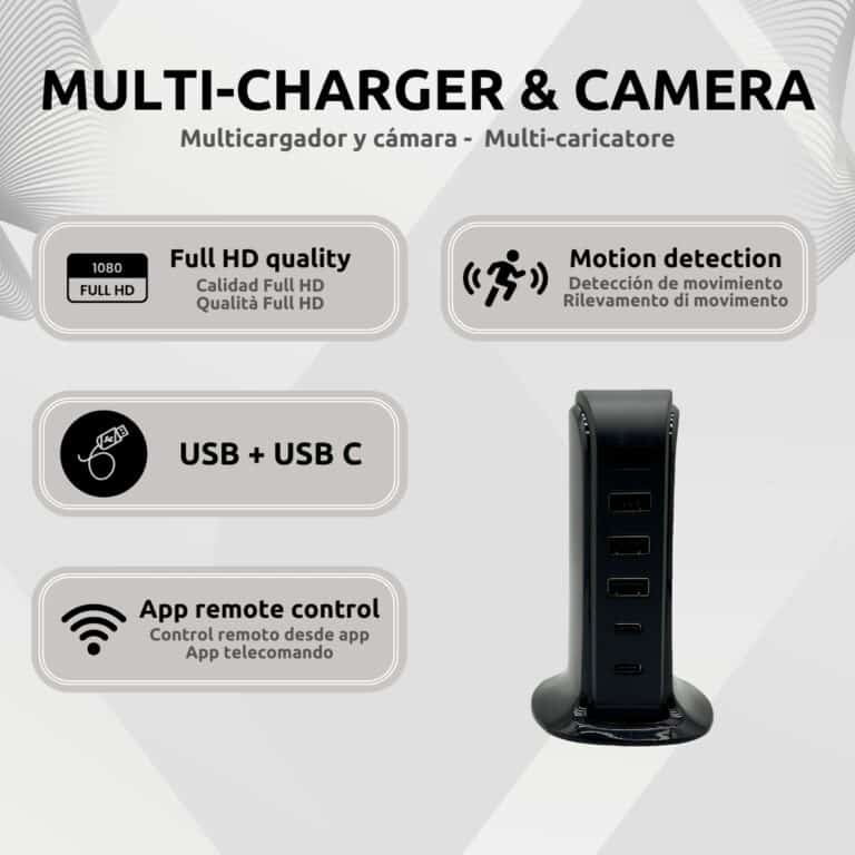 Multicargador USB Cámara Espía Wifi Características